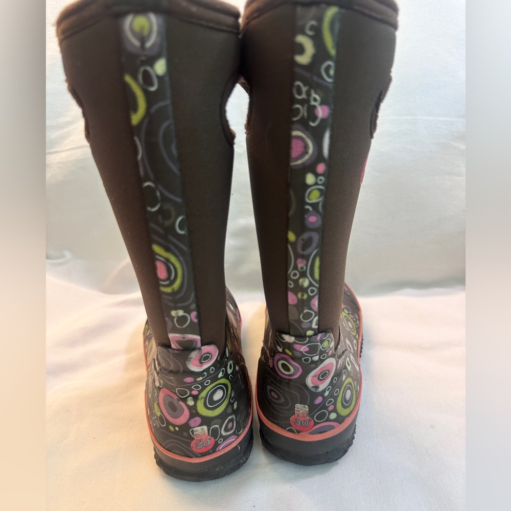 Kids Bogs Waterproof Brown and Pink Rain & Snow Boots size 4 - Picture 7 of 8